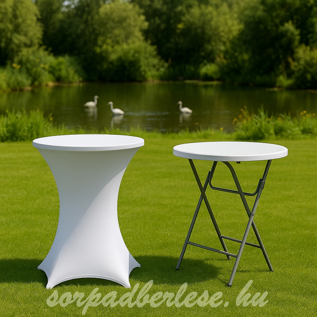 Összecsukható bisztróasztal bérlés 80 cm x 110 cm + sztreccshuzat