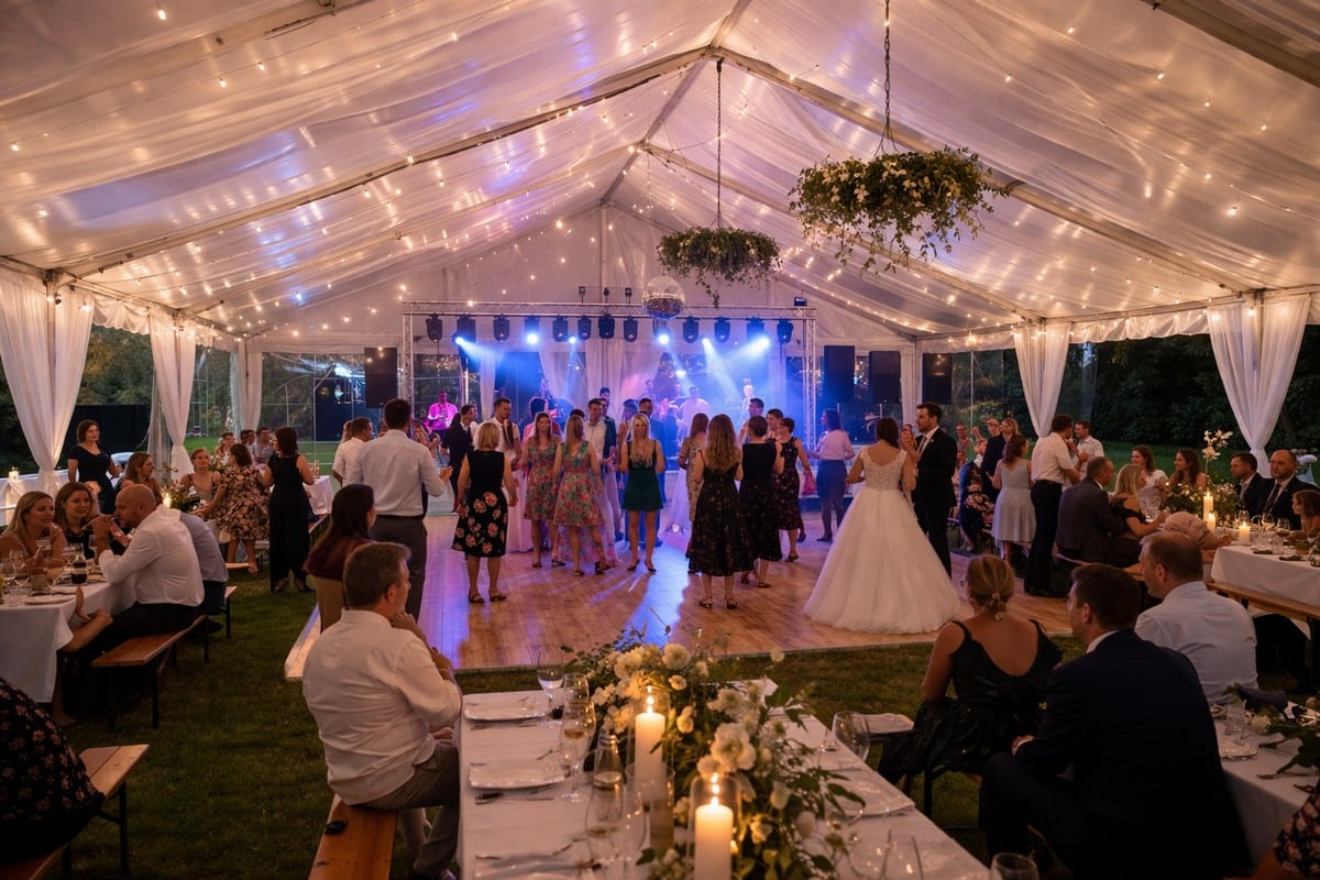 Esküvői parti a kertben